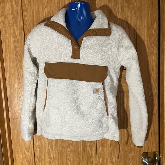 Carhartt Jackets & Blazers - Carhartt White and Brown Fleece Pullover(57)